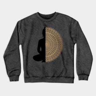 Buddha Meditation Mandala Black Gold Crewneck Sweatshirt